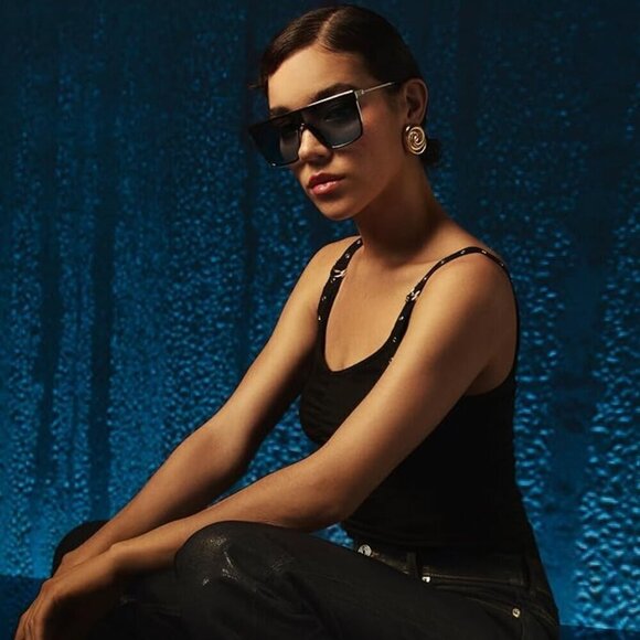 New Quay Nightfall Remixed Black Silver Frame/Grey Turquoise Lens Sunglasses main image 6